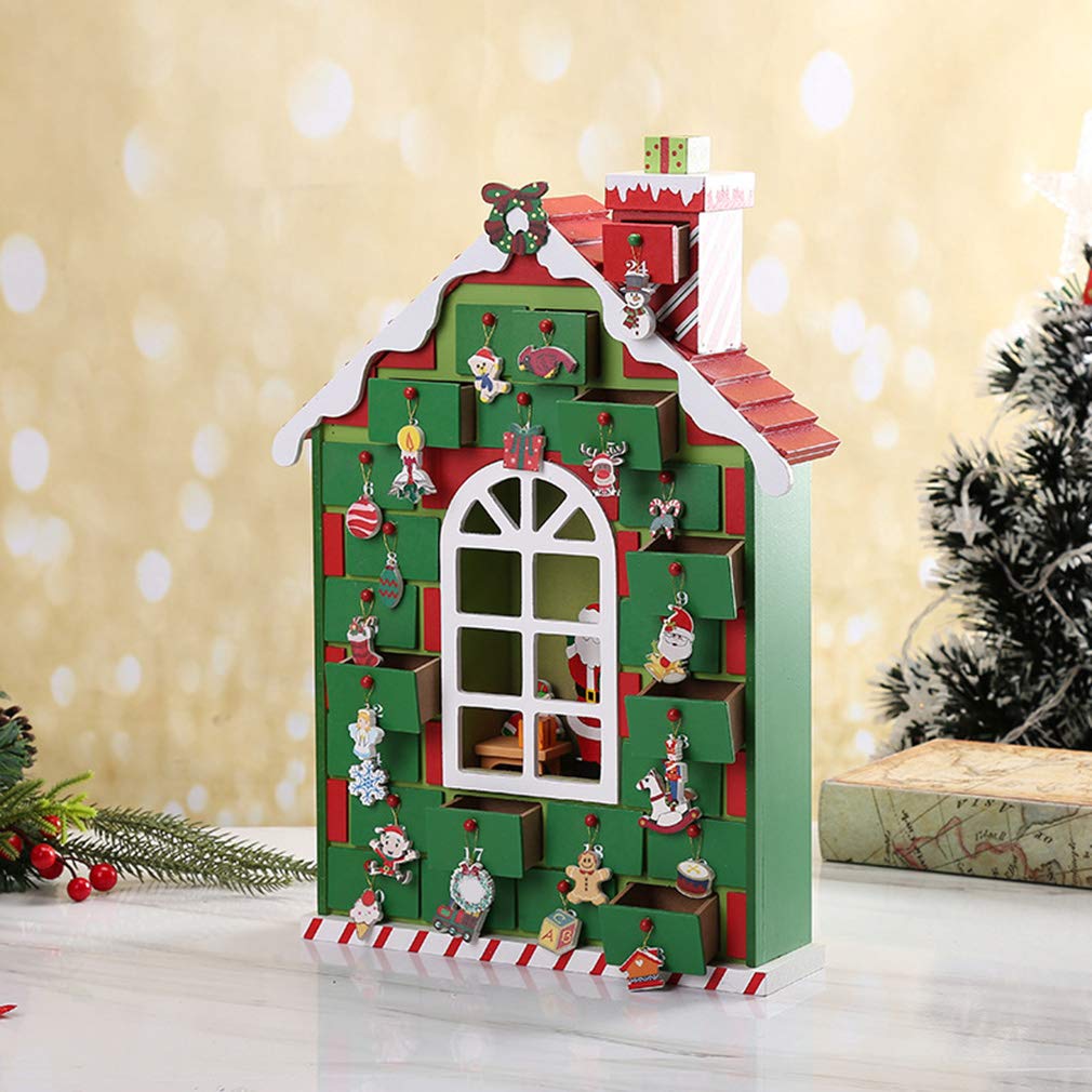 24-Day Wooden Christmas Advent Calendar with Drawers - Holiday Countdown Decor for Kids, Perfect for Xmas Candy Storage & Festive Home Decor (Ideal for Family Traditions & Gift-Giving)