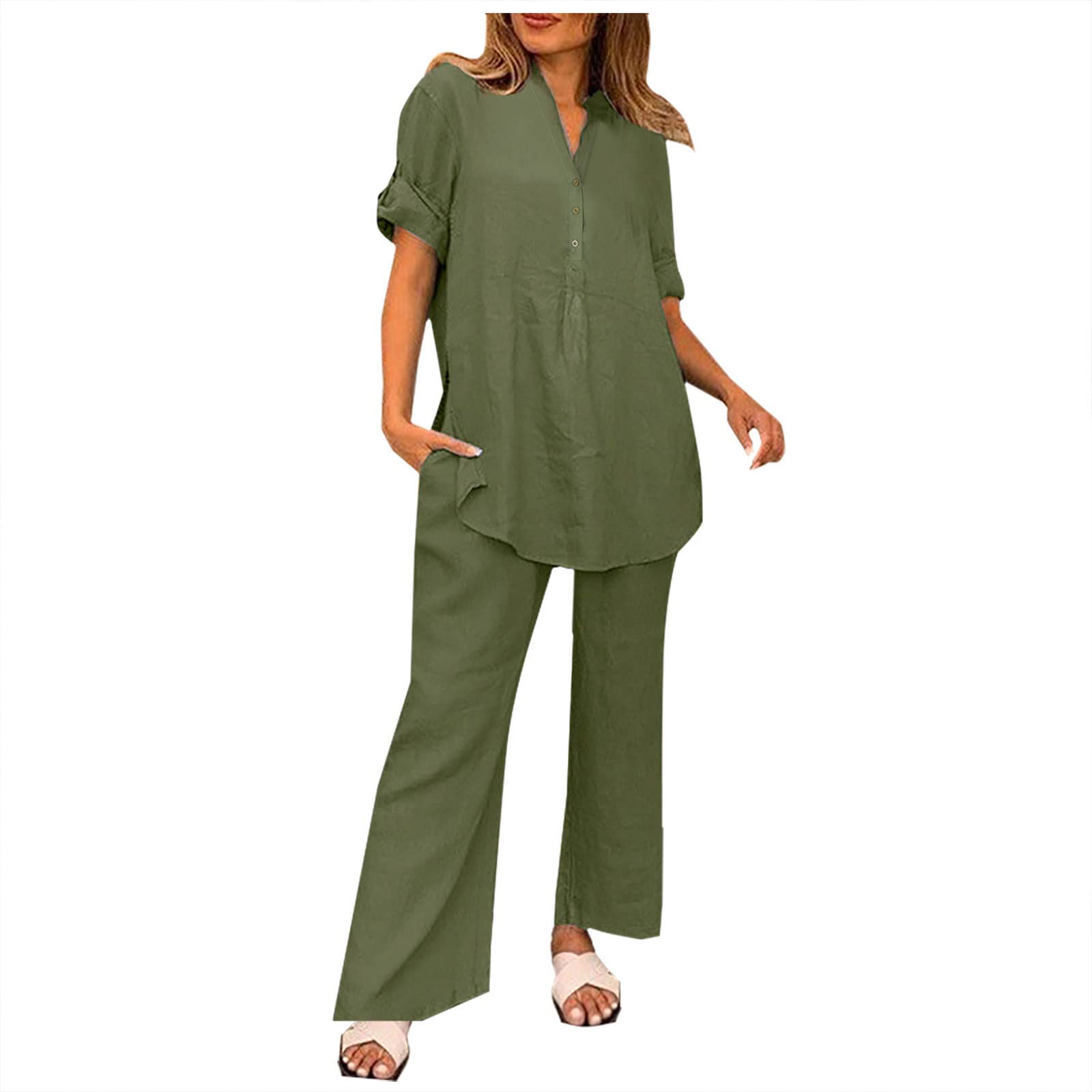 Oelaio Women's Wide Leg Pant Suit Set - 2 Piece Lounge Outfit for Travel & Casual Wear | 100% Comfortable & Stylish | Perfect for Work, Home & Vacation