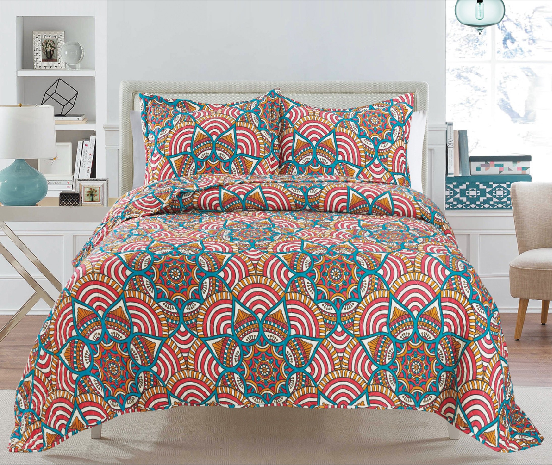 3-Piece King Size Reversible Quilt Set - IRIS Love BRIA Quilt Collection | Soft Bedspread for Master Bedroom, Guest Room & Cozy Home Decor