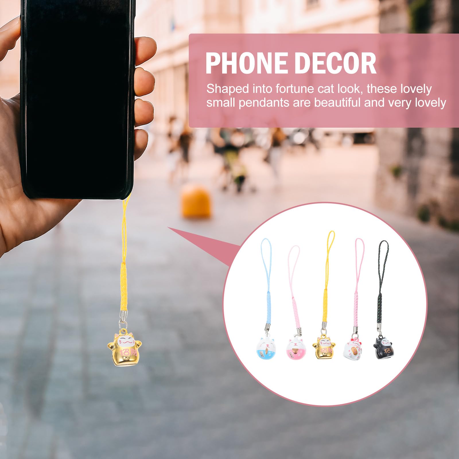 Lucky Cat Phone Charm Strap - Feng Shui Fortune Keychain for Good Luck, Cute Kawaii Phone Accessory for iPhone Samsung (Perfect Gift for Students & Office Workers)