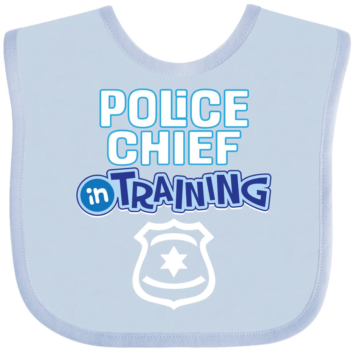 Inktastic Police Chief in Training Baby Bib for Boys - Soft, Durable & Absorbent - Perfect for Mealtime, Daycare & Playtime