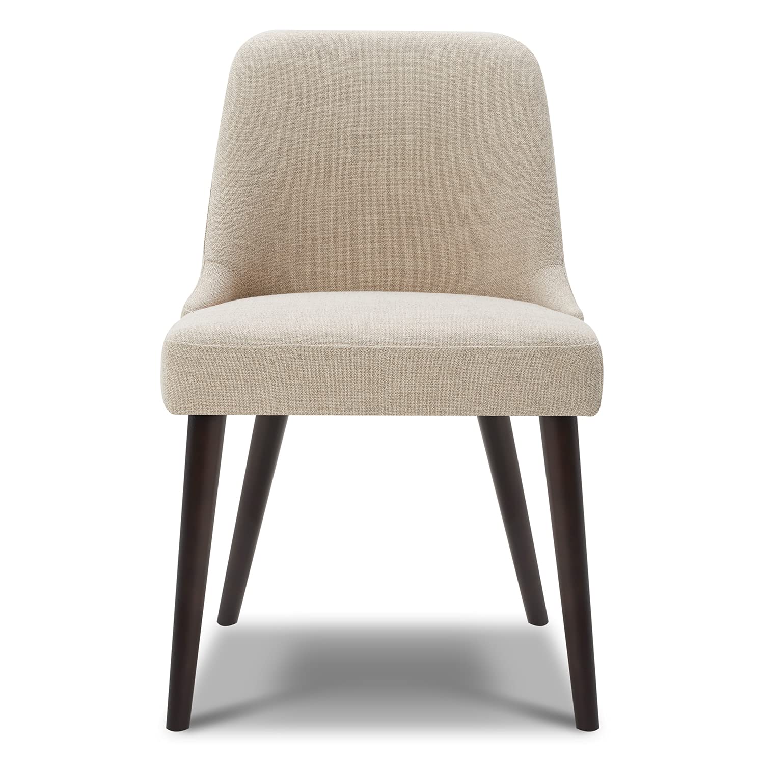 Mid-Century Modern Dining Chairs Set of 2 - Upholstered Fabric Accent Chairs for Dining Room in Flax Beige - Perfect for Kitchen, Breakfast Nook & Small Space Dining Areas