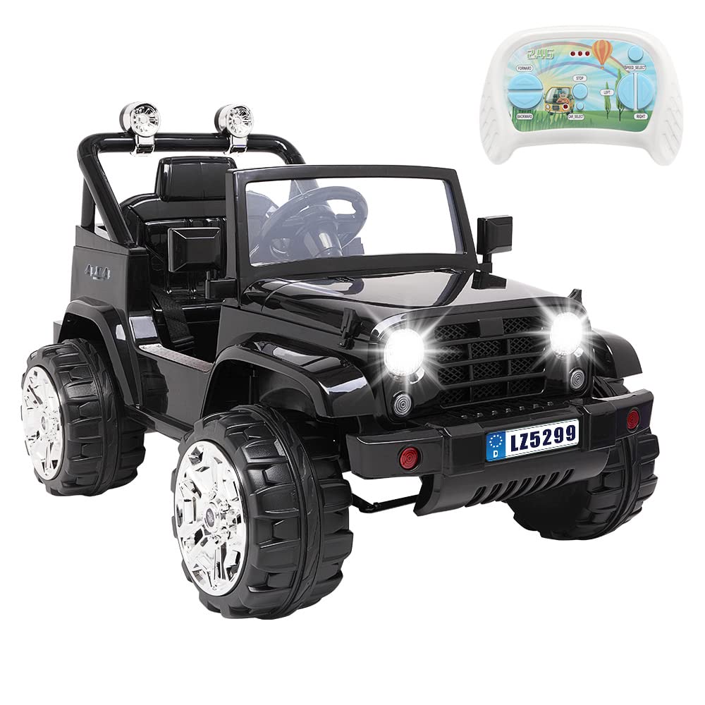 12V Kids Electric Ride-On Truck with Parent Remote Control - 3 Speed Adjustable, Safety Belt, MP3 Player, USB/AUX Port, LED Lights & Spring Suspension - Perfect for Outdoor Play, Birthday Gifts & Toddler Development
