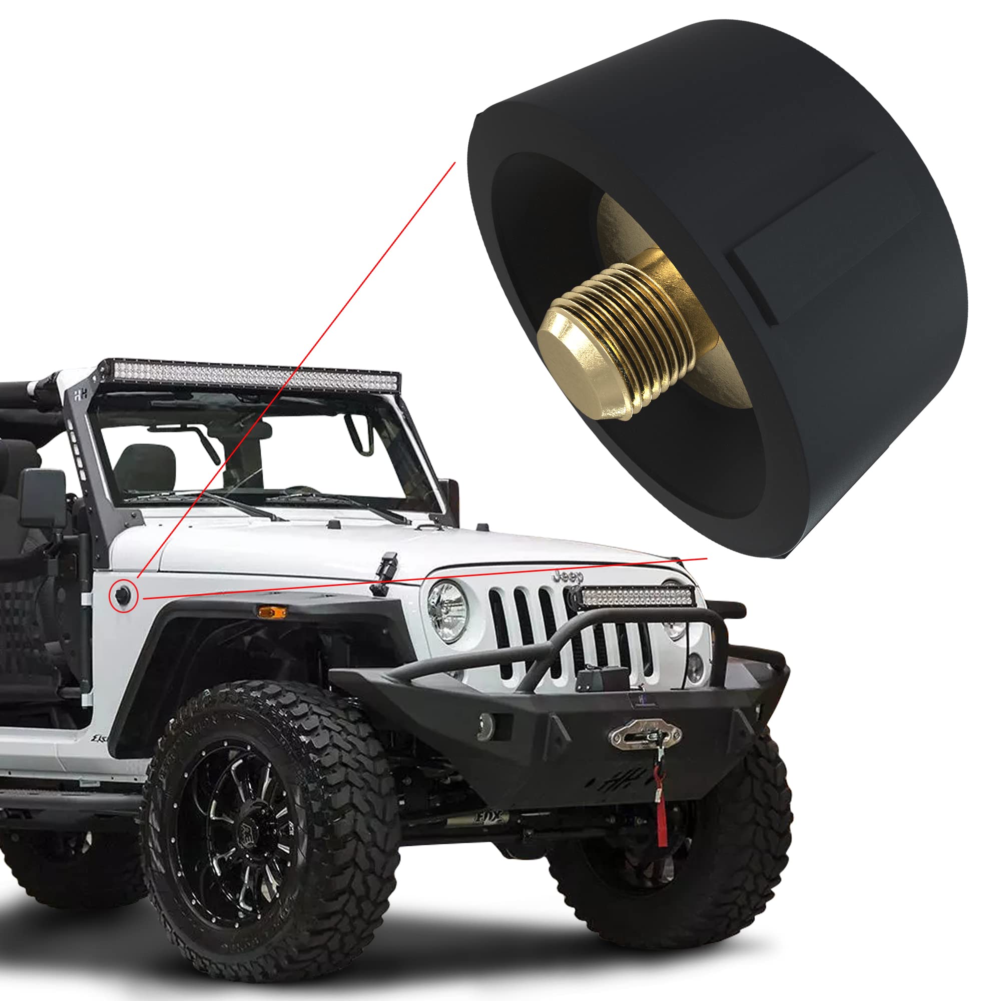 Jeep Wrangler Gladiator JK JL Rubicon Sport Unlimited 4xe Willys Mojave Car Wash Proof Antenna Delete Cap - Waterproof Antenna Cover Accessories for Off-Roading & Daily Driving
