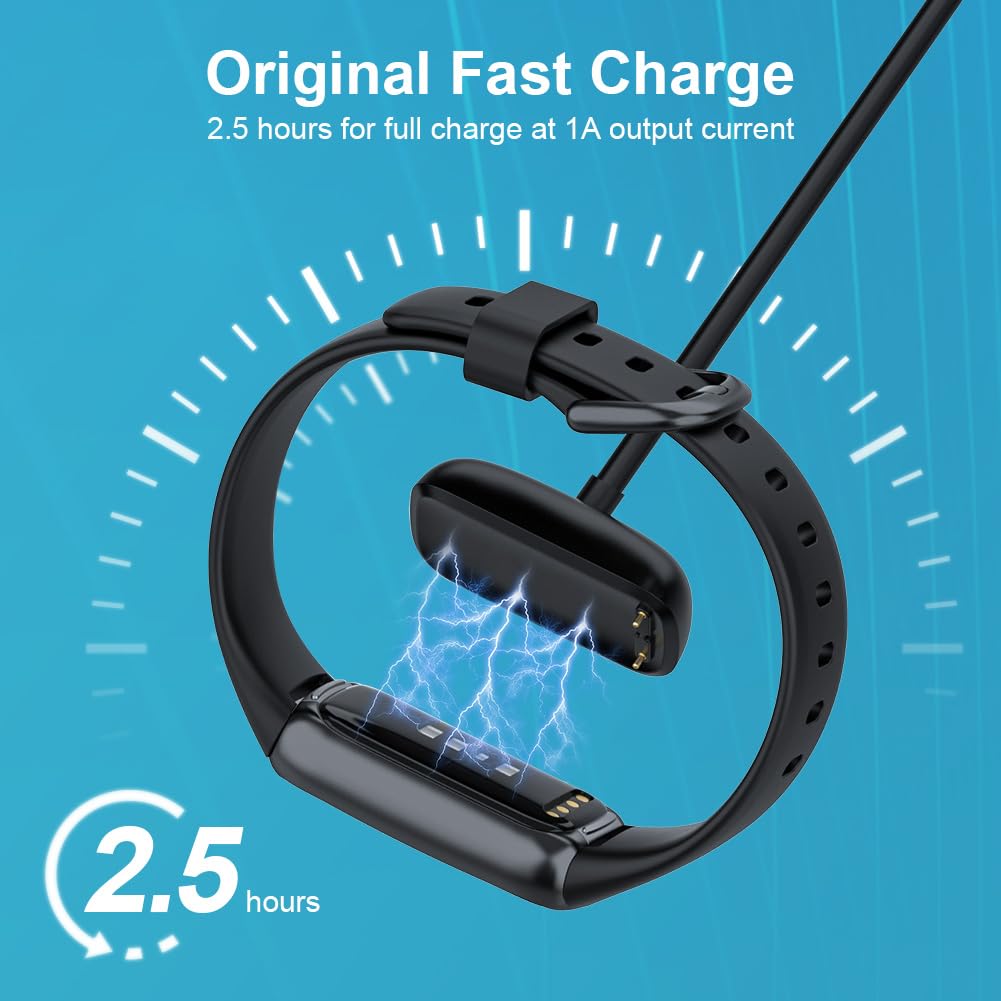 AXFEE Replacement Charger Dock for Fitbit Charge 5/Luxe - 3.3ft USB Charging Cable with Reset Button | Portable Fitness Tracker Accessory for Home, Gym & Travel