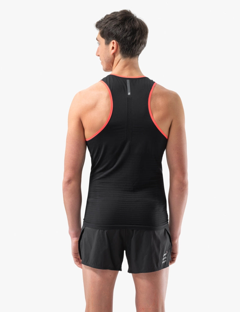 Compressport Men's Pro Racing Singlet - Lightweight Breathable Running Top for Marathon & Triathlon - Black