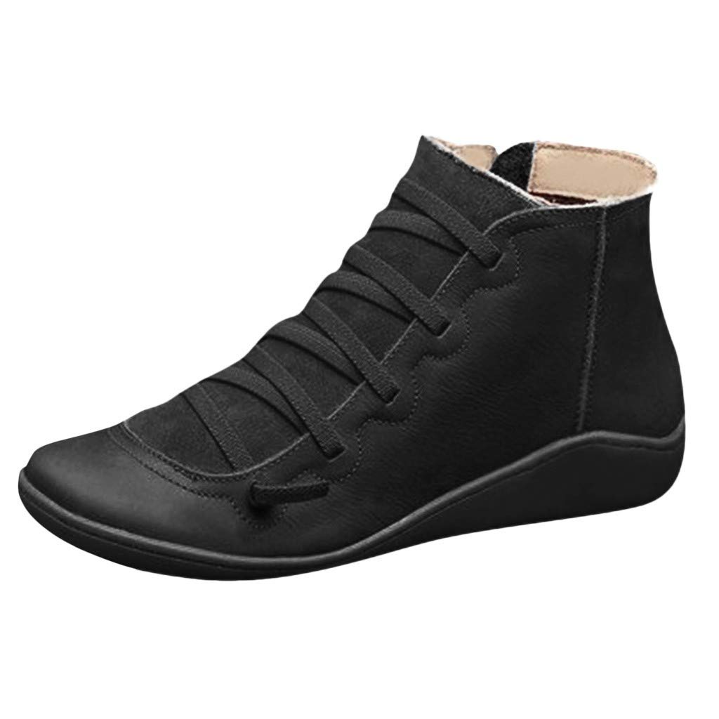 **Women's Wide Width Comfort Boots with Orthopedic Arch Support - Lightweight Ankle Boots for Walking, Work, Hiking & Travel - Side Zipper & Lace-Up Design for Easy Wear - Perfect for Winter, Fall & Outdoor Adventures**