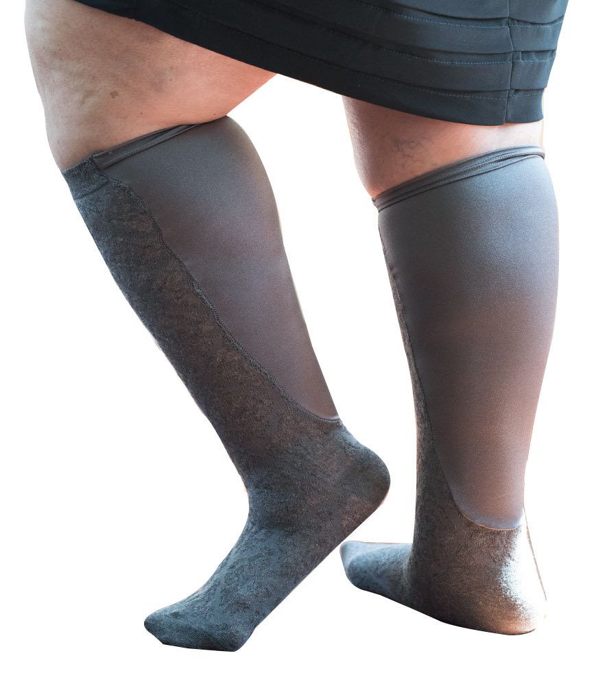 Xpandasox Women's Plus Size Wide Calf Brocade Cotton Blend Knee High Socks - Comfortable & Stylish for Winter, Fall Fashion, Boot Socks, and Casual Outfits