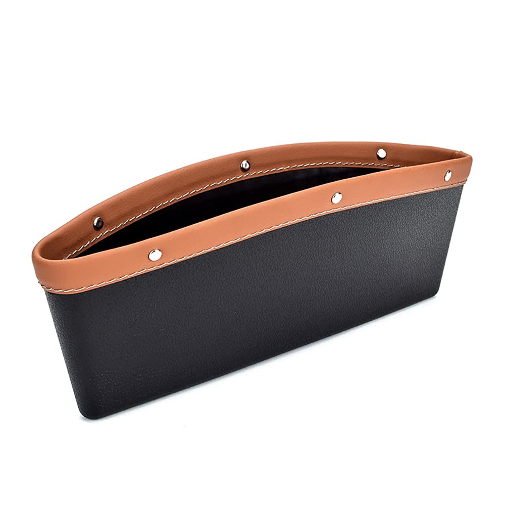 Premium Car Seat Gap Organizer - Genuine Leather Storage Bag for Phones, Keys & Small Items - Perfect for Sedans, SUVs & Trucks (Dark Brown) - Keep Your Vehicle Neat & Tidy