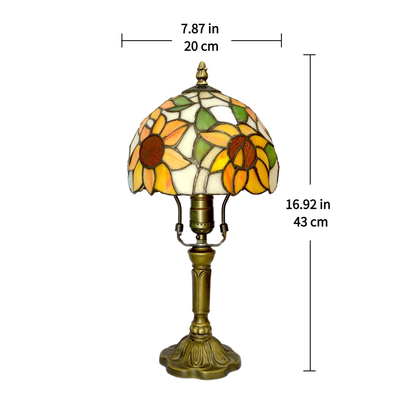 Tiffany Stained Glass Table Lamp with Yellow Sunflower Design - 3-Way Dimmable LED E26 Bulb Included for Bedroom & Living Room | Perfect for Reading Nook, Nightstand Lighting, and Home Decor