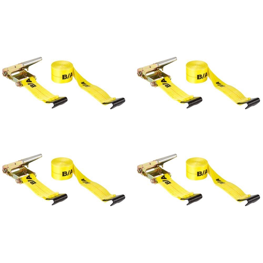 4-Pack Heavy Duty Ratchet Tie Down Straps with Flat Hooks - 2