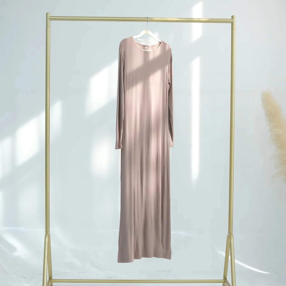 Stretchy Long Sleeve Abaya Inner Underdress Slip - Modest Muslim Prayer Dress for Women - Perfect for Daily Wear, Prayer & Special Occasions