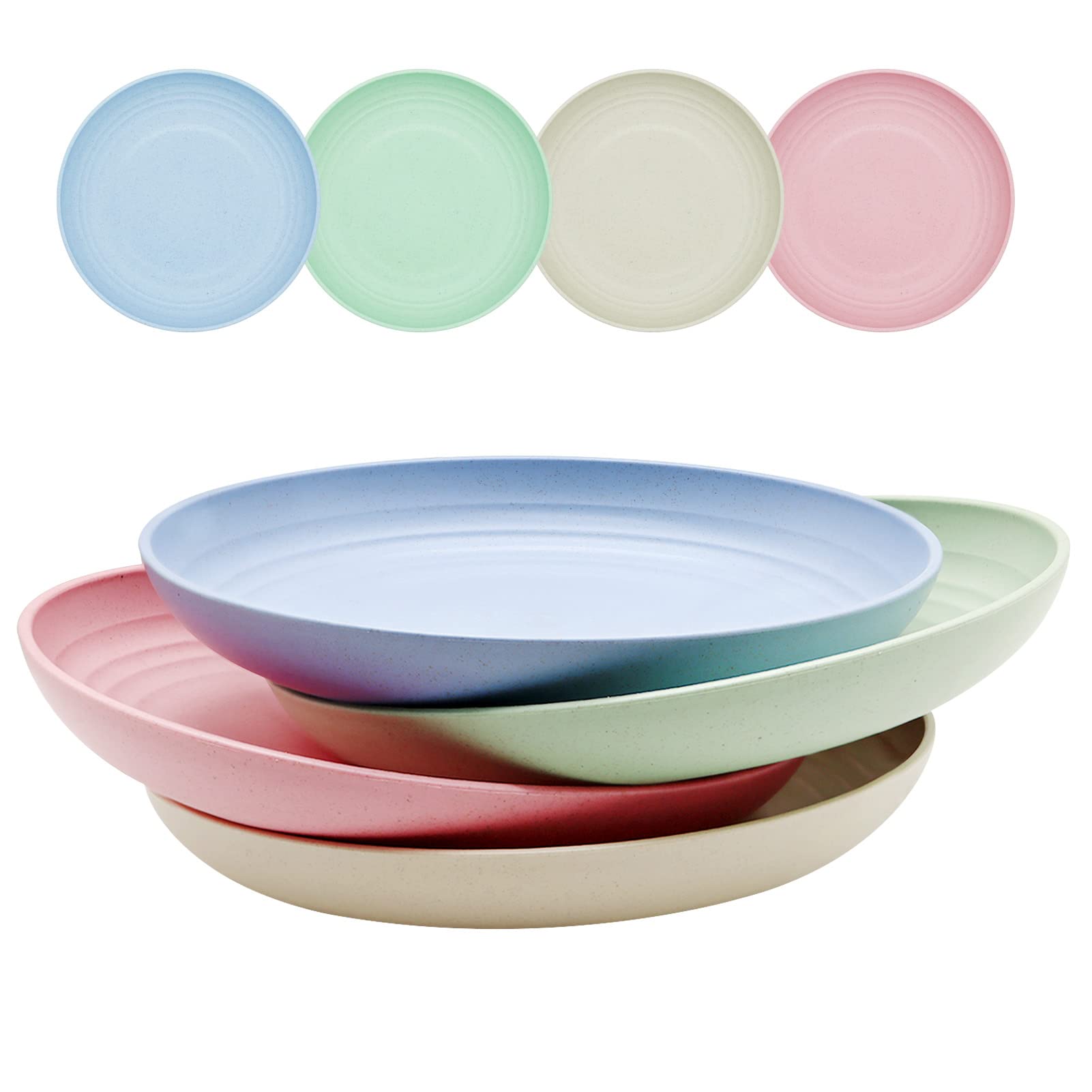 ICEBLUEOR 4-Piece Unbreakable Plastic Dinner Plates Set - 7.9