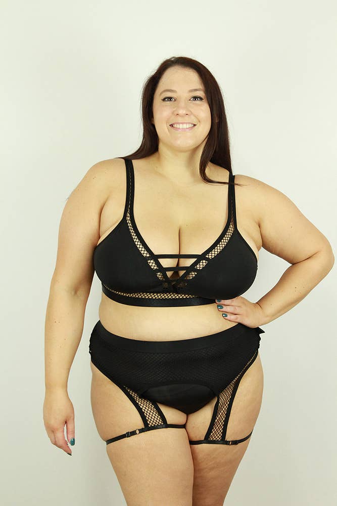 Felix Women's Mid Waist Open Mesh Garter Shorts - Sexy Lingerie Underwear for Valentine's Day & Special Occasions - Black