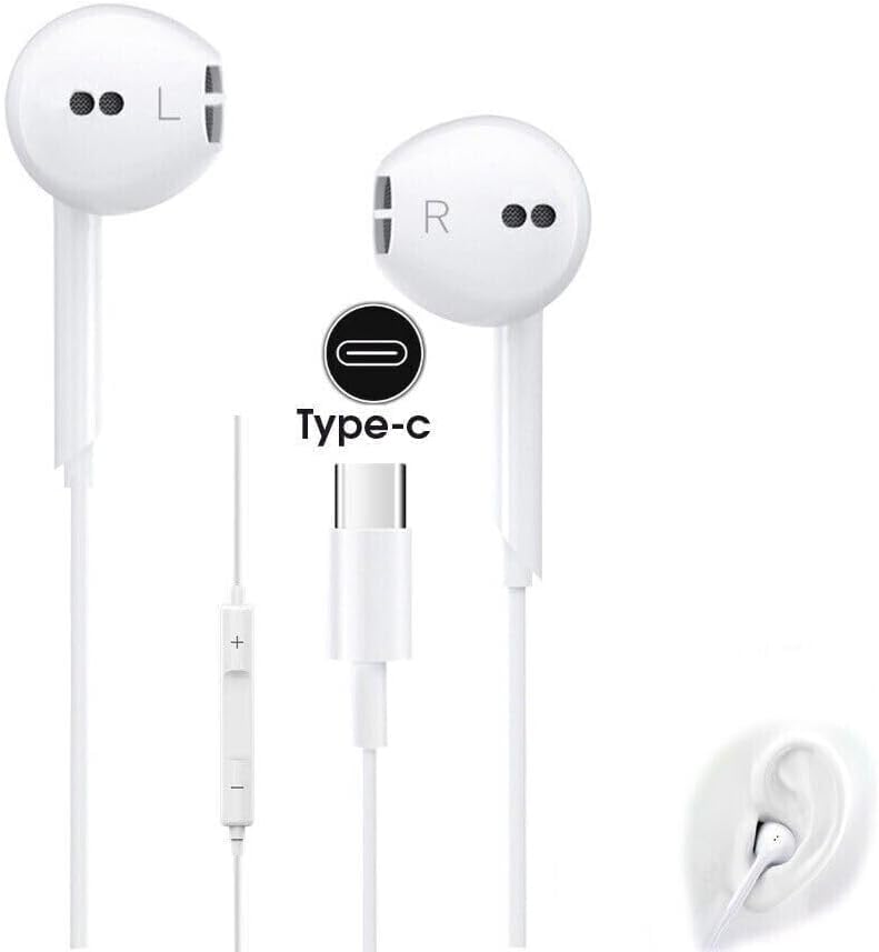 Premium HiFi Stereo USB-C Wired Earbuds with Mic & Volume Control - Compatible with Google Pixel 8a/8/8 Pro/7a/7 Pro/6/6a/6 Pro/Fold - Perfect for Gaming, Music & Work Calls