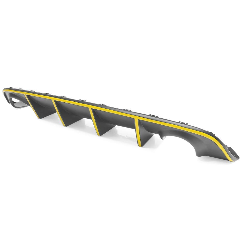IKON MOTORSPORTS Bumper Lip Spoiler for 2015-2023 Dodge Charger SRT | Factory Style Rear Diffuser with Yellow Reflective Tape | Enhances Aerodynamics & Style for Street Racing & Car Shows