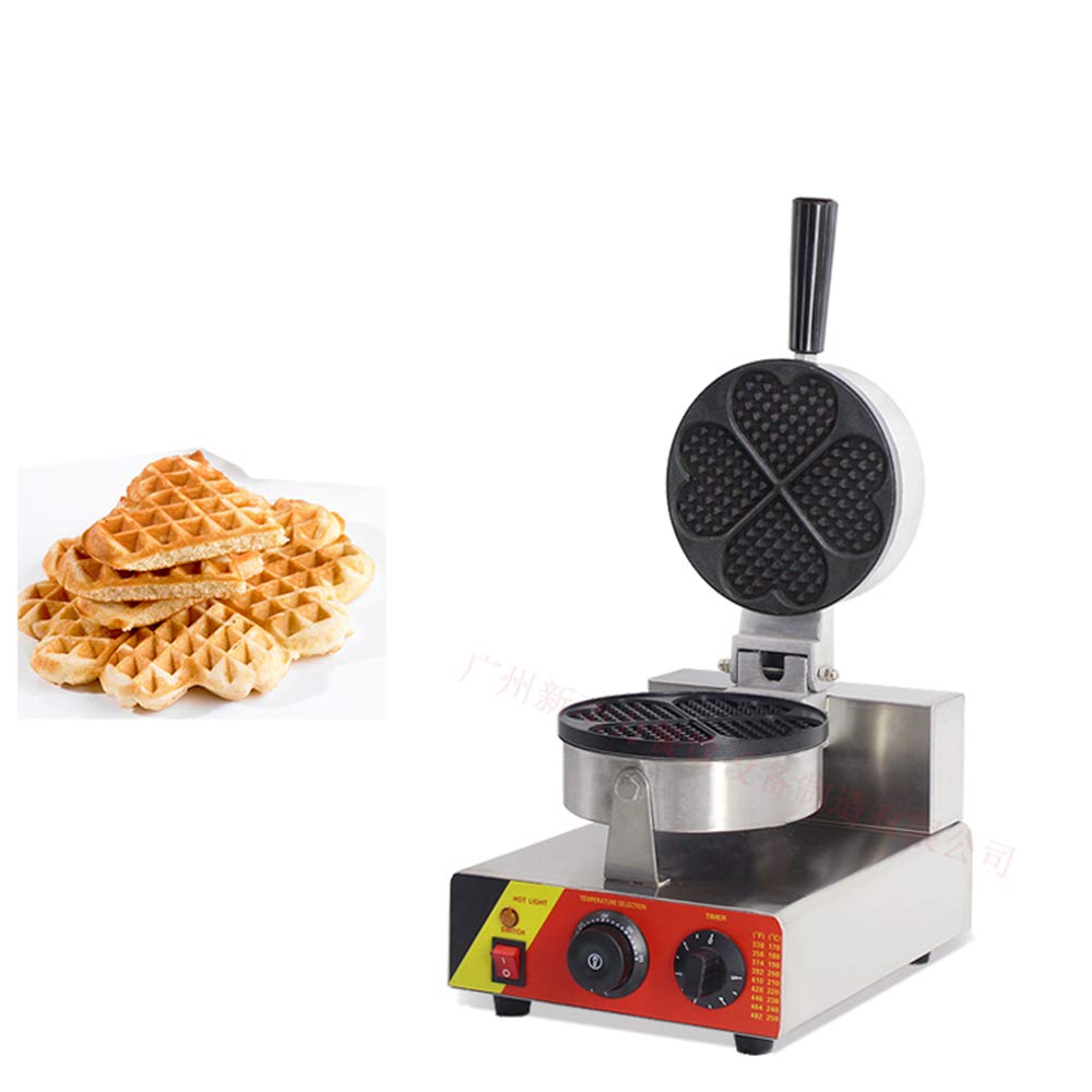 110V Commercial Stainless Steel Electric Waffle Maker 1000W - Heart Shaped Egg Waffle Iron for Bubble Waffles, Perfect for Breakfast, Cafes, and Dessert Shops