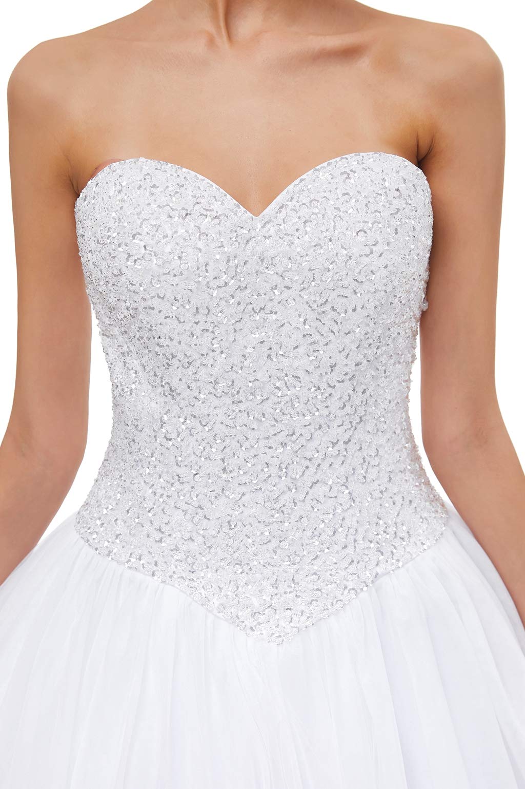 Elegant Sweetheart Neckline Tulle A-Line Wedding Dress with Train for Brides - Perfect for Church Ceremonies, Beach Weddings & Romantic Vows