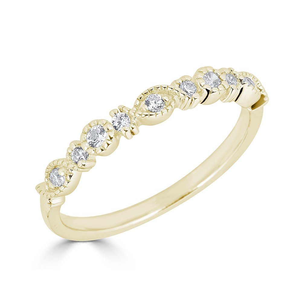 14KT Gold 1/5 CTW Diamond Alternating Shape Stackable Band Ring for Women - Perfect for Stacking, Layering & Everyday Wear