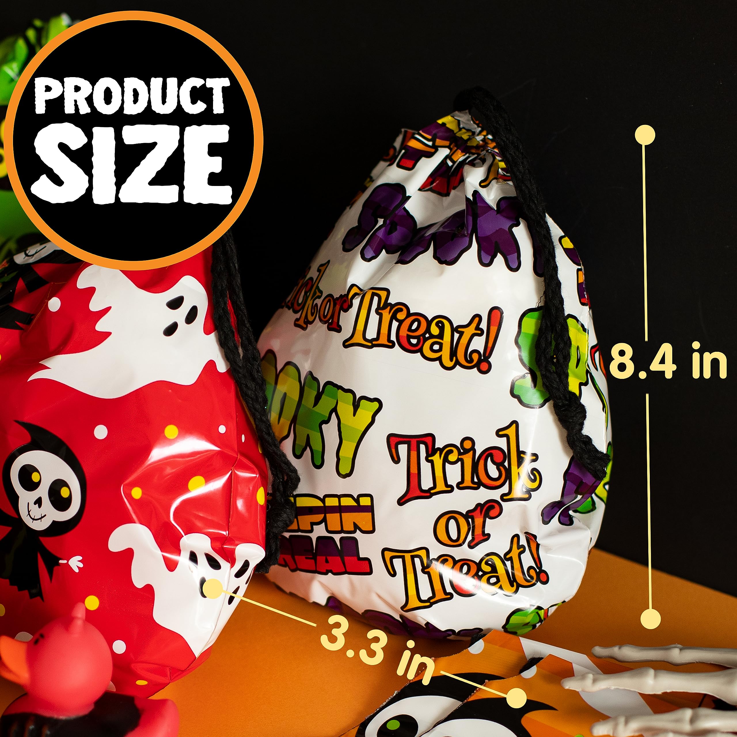 JOYIN 60 Pack Halloween Treat Bags for Kids - Drawstring Goodie Bags for Trick or Treat, Classroom Party Favors, Candy & Gift Bags - Perfect for Halloween Parties, School Events & Candy Exchange