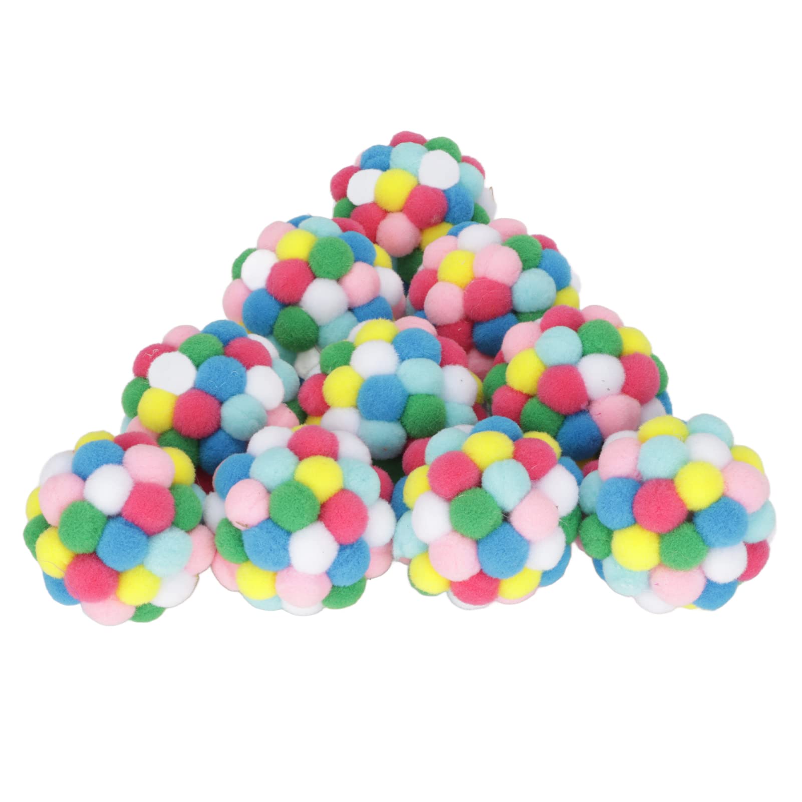 Zerodis 10-Pack Handmade Colorful Cat Ball Toys - Soft Sparkle Balls with Tinsel Pom Poms for Scratching & Exercise | Interactive Play Toy for Kittens & Adult Cats | Perfect for Indoor Play, Training & Bonding