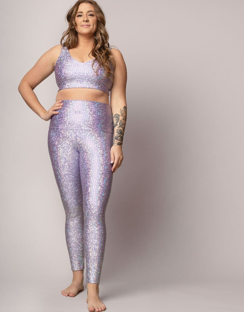 Lavender Mermaid V-Neck Crop Top Set for Women - Trendy Summer Beach Outfit, Bikini Cover-Up, Festival Fashion