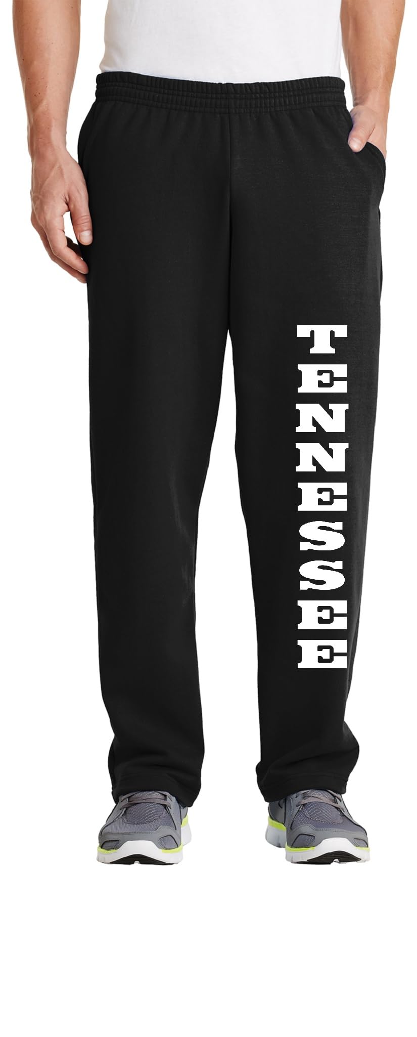 STUFF WITH ATTITUDE Tennessee Open Bottom Black Sweatpants for Men - Comfortable Lounge Pants for Relaxing at Home, Gym, or Casual Outings