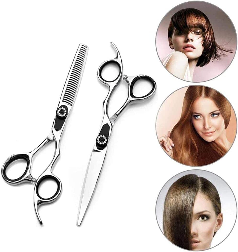 Professional 6 Inch Barber Scissors Set - Hairdressing Shears with Flat & Thinning Blades for Salon & Home Haircuts | Stylist Tools for Precision Cutting & Texturizing