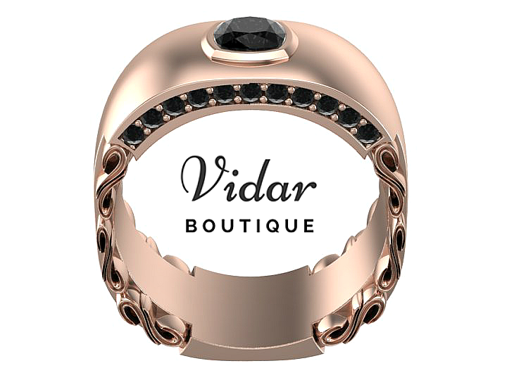 Unique Men's Black Diamond Wedding Band Ring - Elegant & Durable for Engagement, Anniversary & Special Occasions