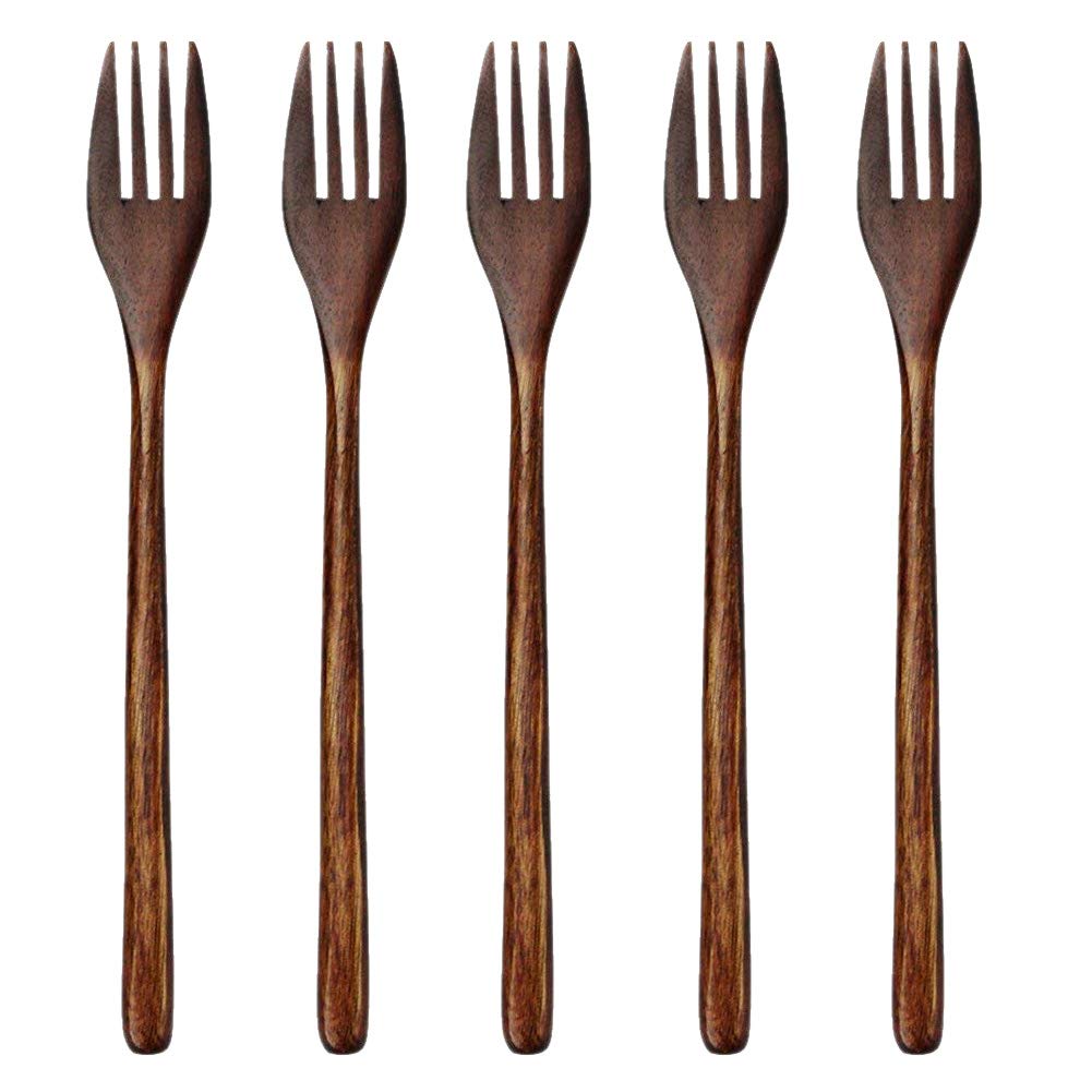 Eco-Friendly Japanese Salad Dinner Forks Set of 5 - BPA-Free Plastic Tableware for Kids & Adults - Perfect for Home, Picnics, Parties & Restaurants