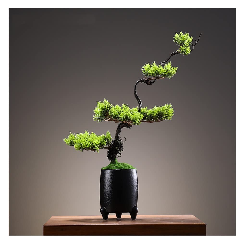 Artificial Bonsai Tree - Realistic Fake Pine Plant for Home & Office Decor - Desktop Zen Garden Centerpiece (13.78x16.93in) - Perfect for Living Room, Bedroom, Office Desk & Meditation Spaces