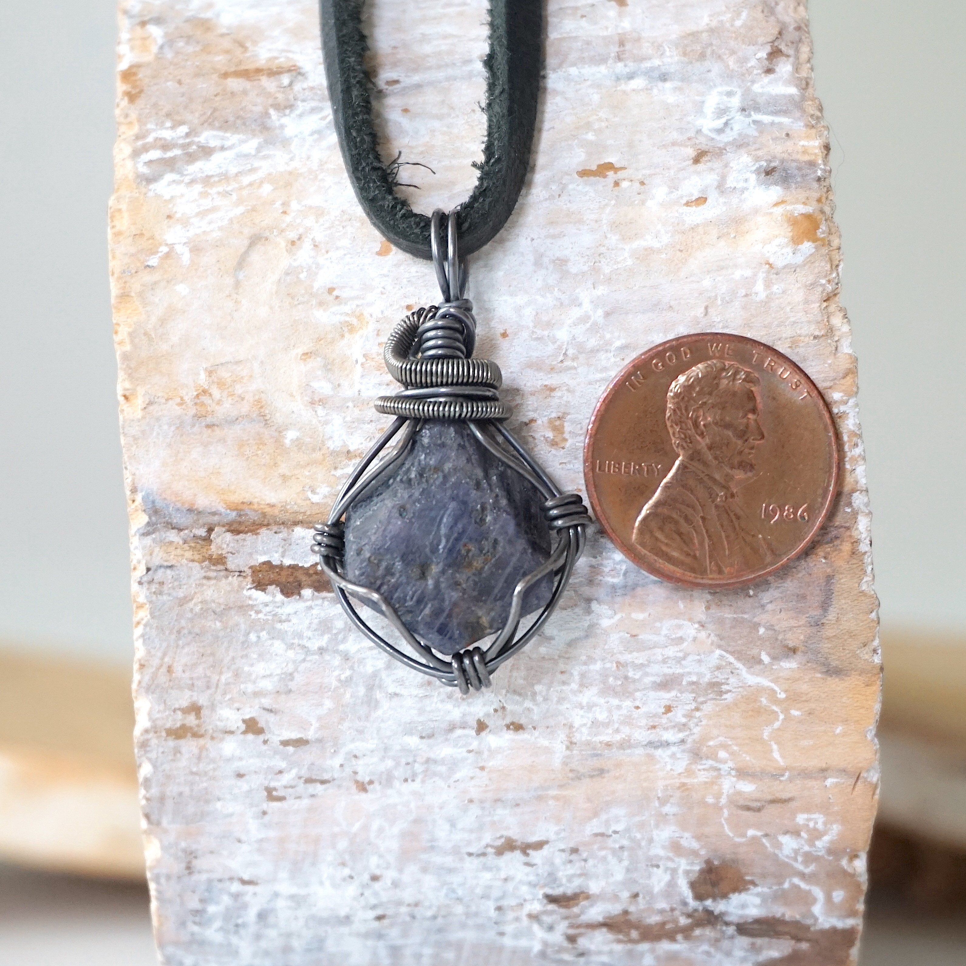 Natural Raw Sapphire Necklace - Handmade Antiqued Sterling Silver Jewelry for Women - Perfect for Weddings, Gifts & Boho Fashion