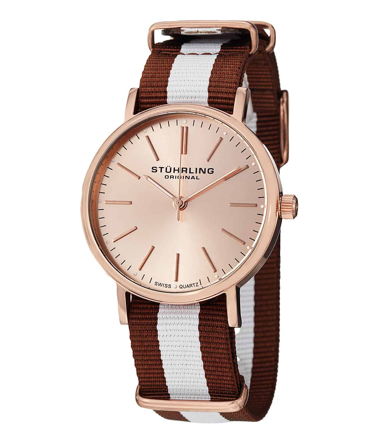 Rose Dial / Rose Case / Brown Canvas Strap Tang Buckle