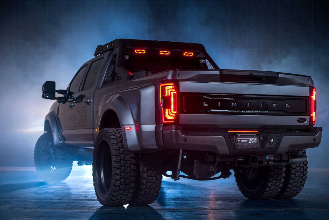 2017-2022 Ford Super Duty XB LED Tail Lights - Smoked Black Housing with Sequential Turn Signals - Upgrade for F250 F350 F450 - Enhanced Visibility & Style for Night Driving & Off-Road Adventures