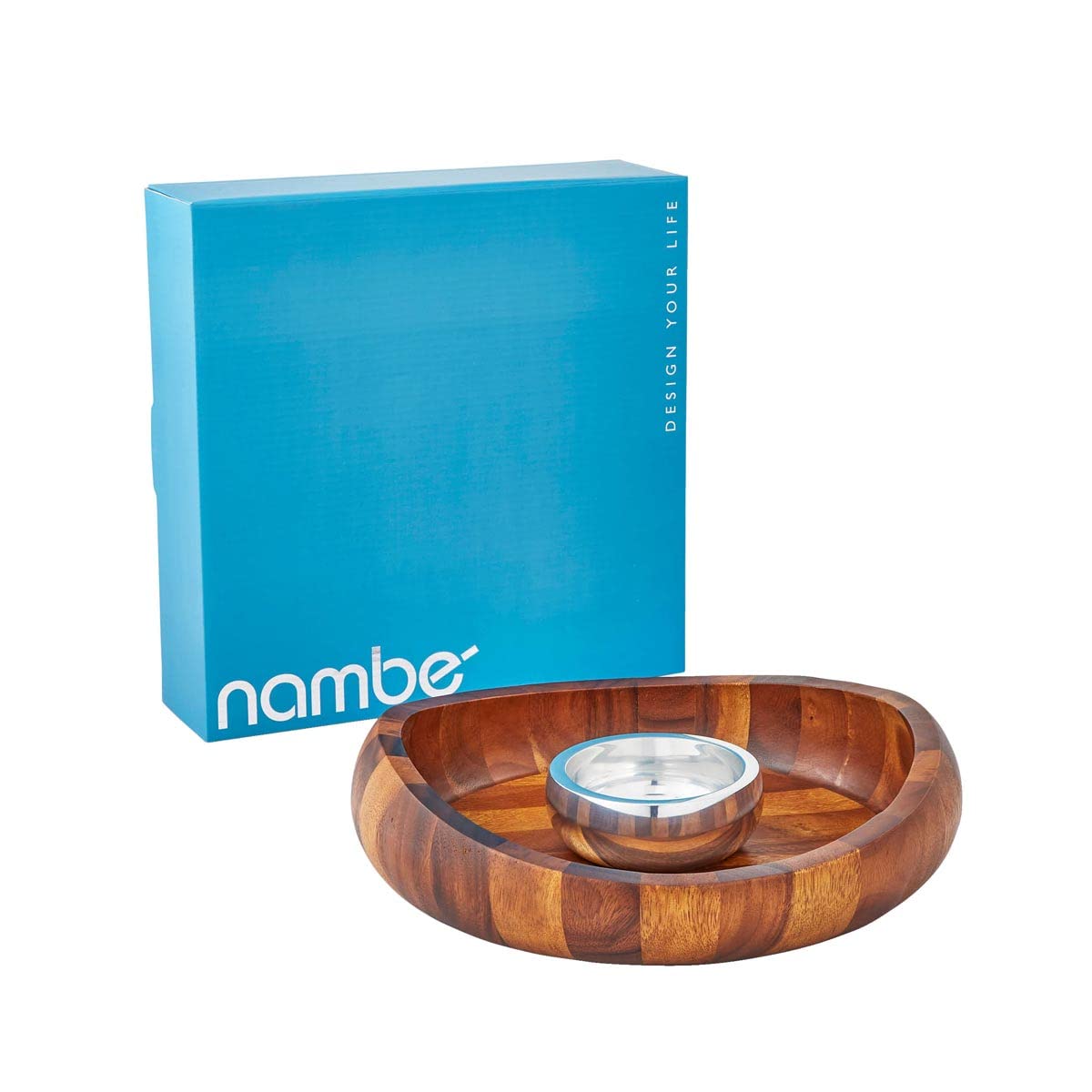 Nambe Butterfly Collection 2-Piece Chip and Dip Serving Set - 16-Inch Metal Tray with Bowl for Salsa, Guacamole, Veggies & Snacks | Elegant Party Platter for Entertaining, Game Nights & Potlucks