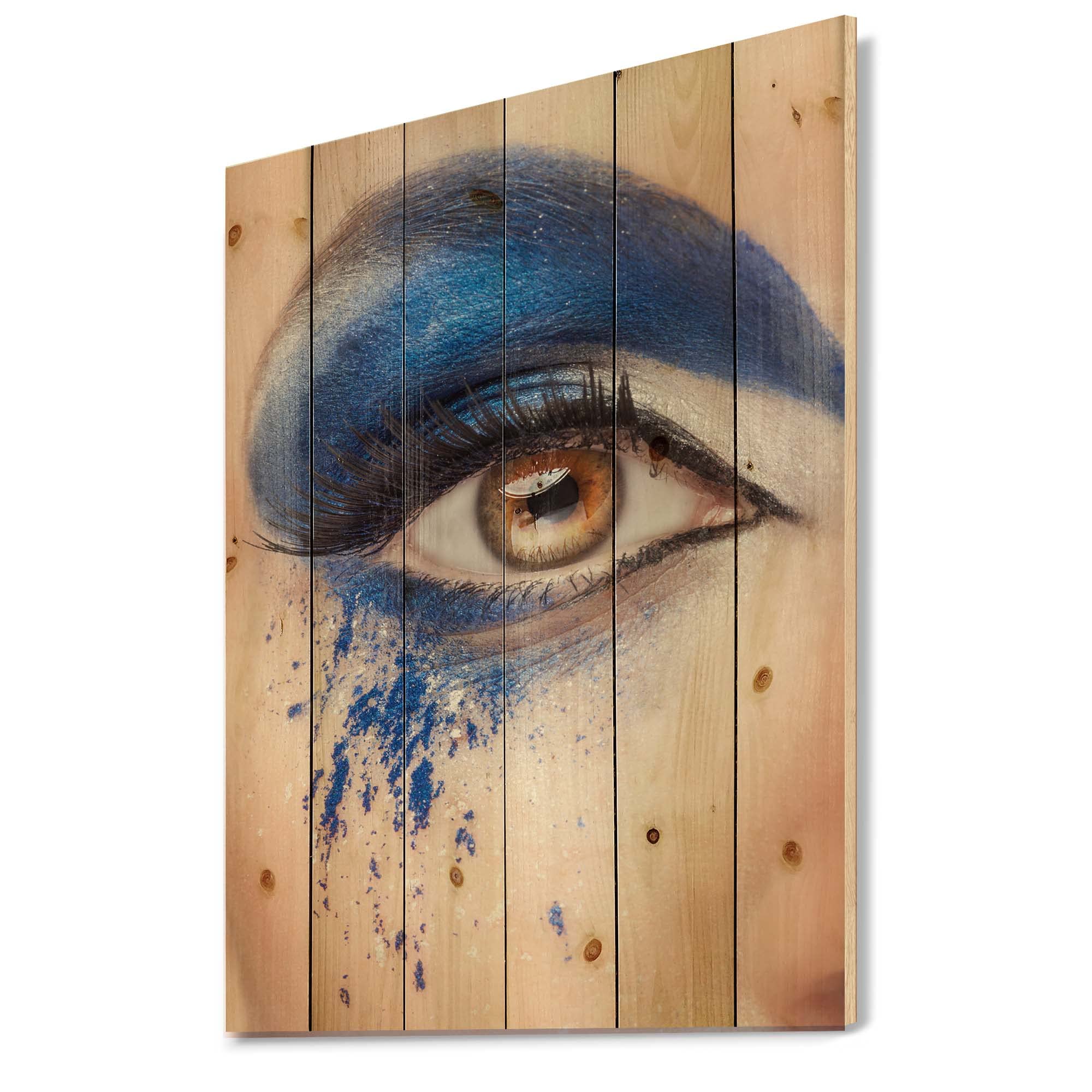Blue Fantasy Eye Wood Wall Art - Modern Contemporary Wooden Wall Decor, Large Printed Pine Wood Panel for Living Room, Bedroom & Office