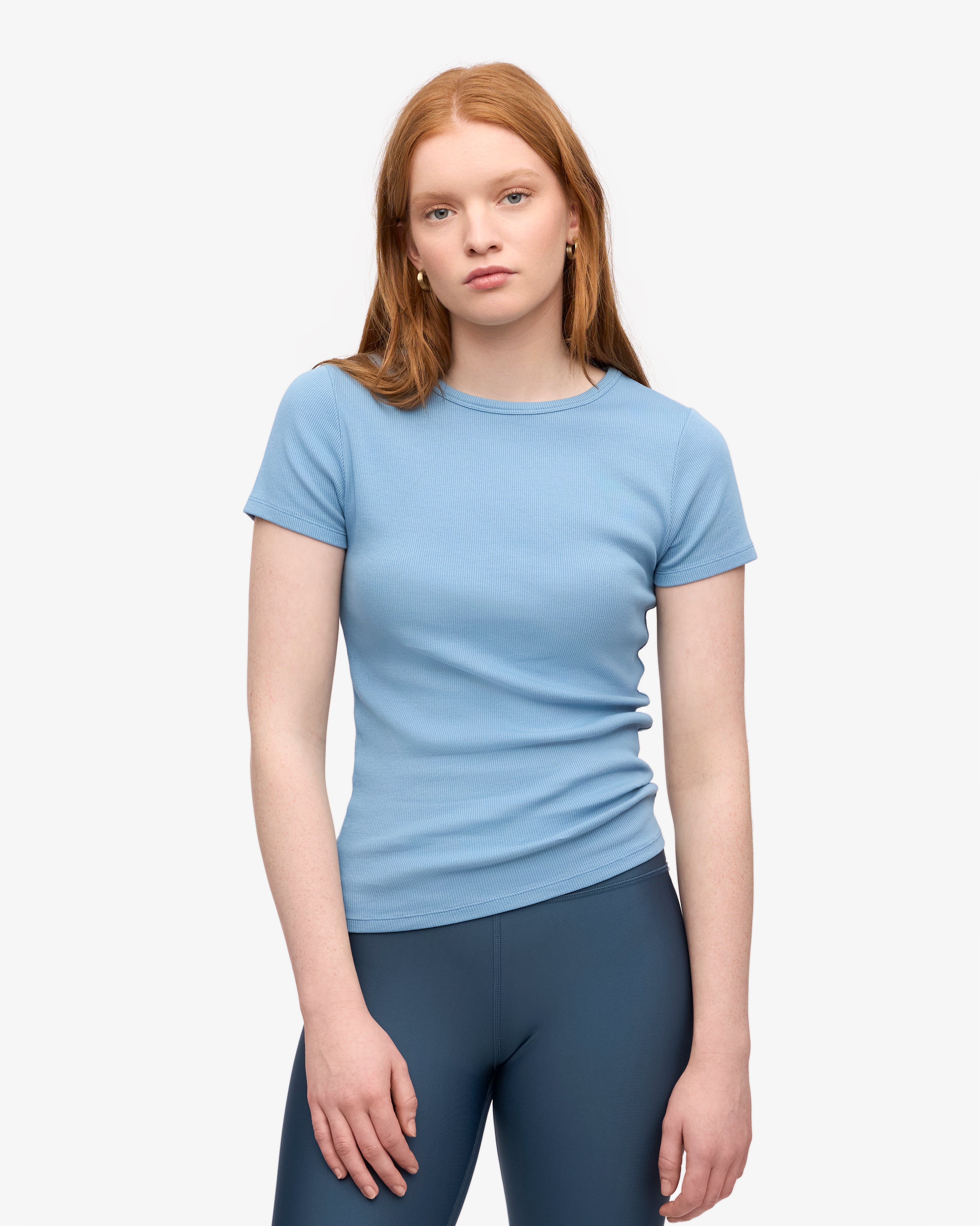 Organic Cotton Ribbed T-Shirt for Men - Soft & Comfortable Seaside Blue Tee - Perfect for Casual Wear, Beach Outings & Everyday Comfort