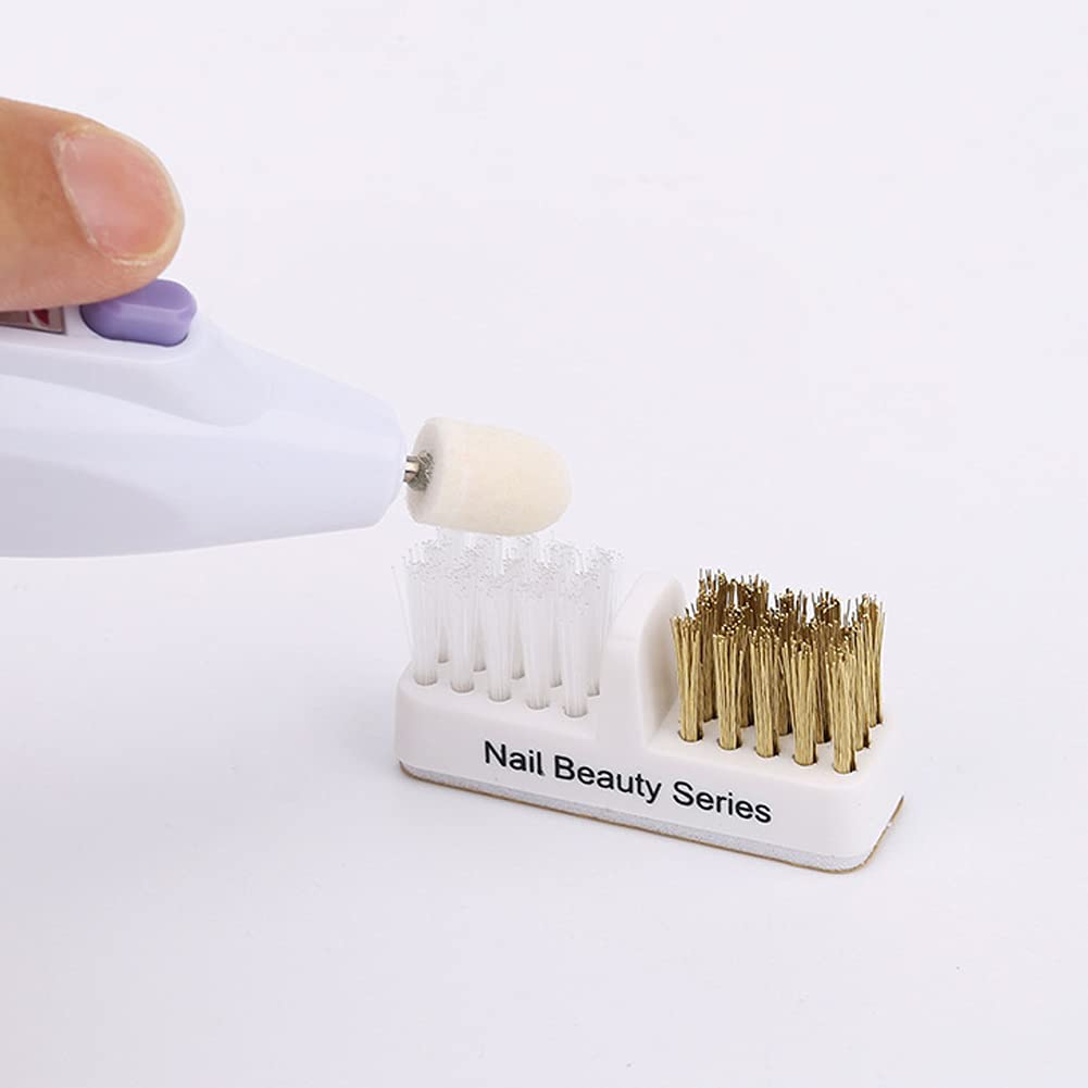 2Pcs Nail Art Drill Bit Cleaning Brushes - 2-in-1 Copper & Soft Bristle Brush Set for Professional & Home Manicure | Perfect for Nail Salon, DIY Nail Care & Electric Nail File Maintenance