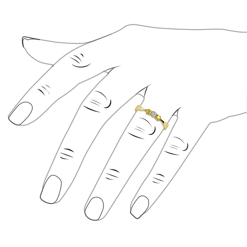 Yellow Sapphire Diamond Ring 0.16ct 14K Gold for Wedding Engagement