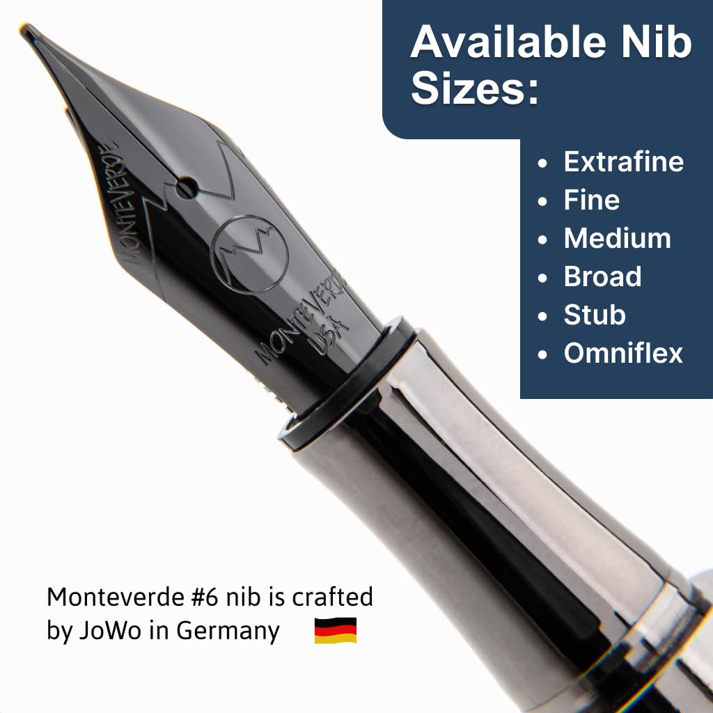Monteverde USA Regatta Sport Full Carbon Fountain Pen - Fine Nib, Carbon Fiber & Gunmetal, Refillable Ink Converter | Premium Writing Gift for Professionals, Students & Collectors | Office, School & Signature Use