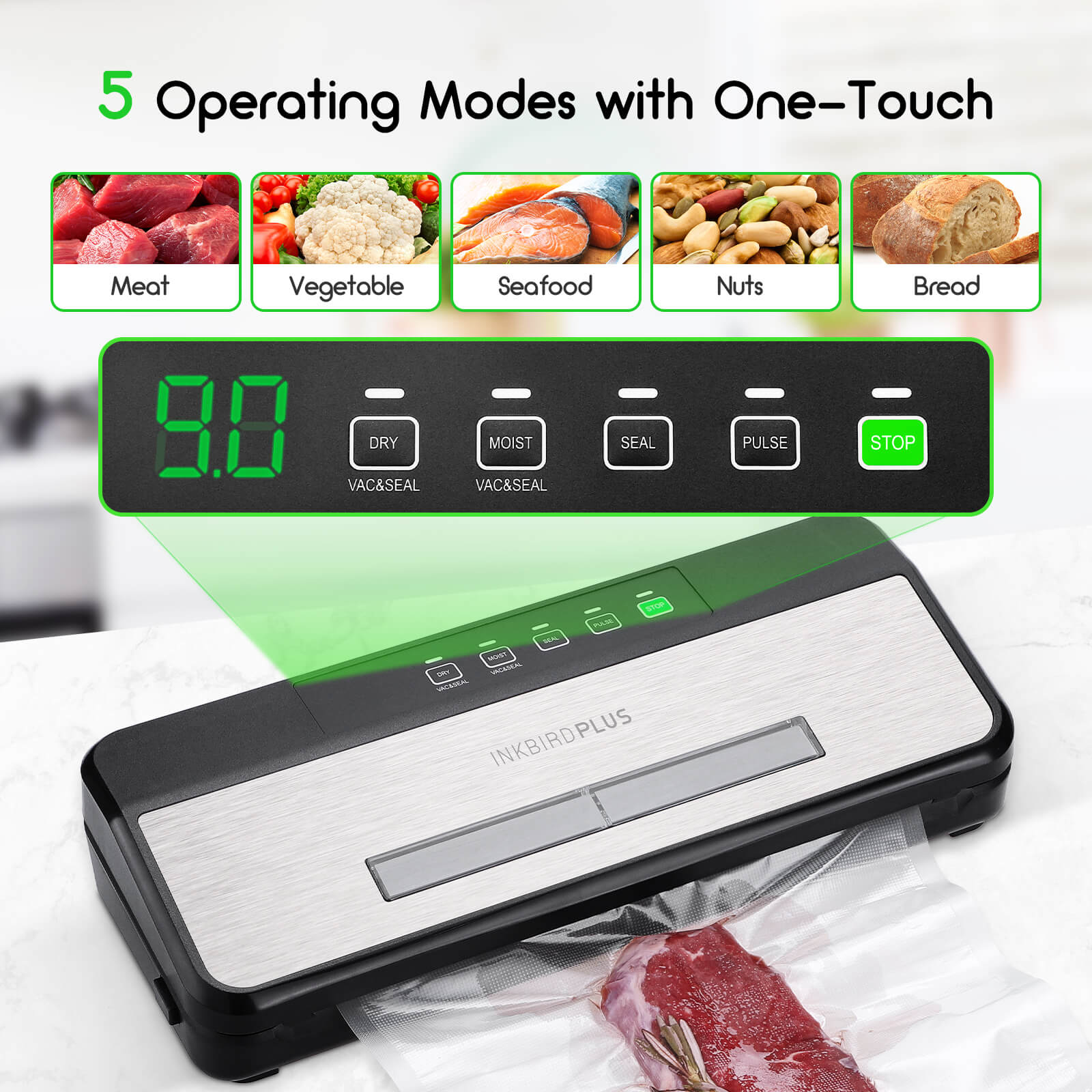 INK VS03 Vacuum Sealer Machine for Food Preservation | Compact & Powerful | Perfect for Meal Prep, Sous Vide, and Long-Term Food Storage