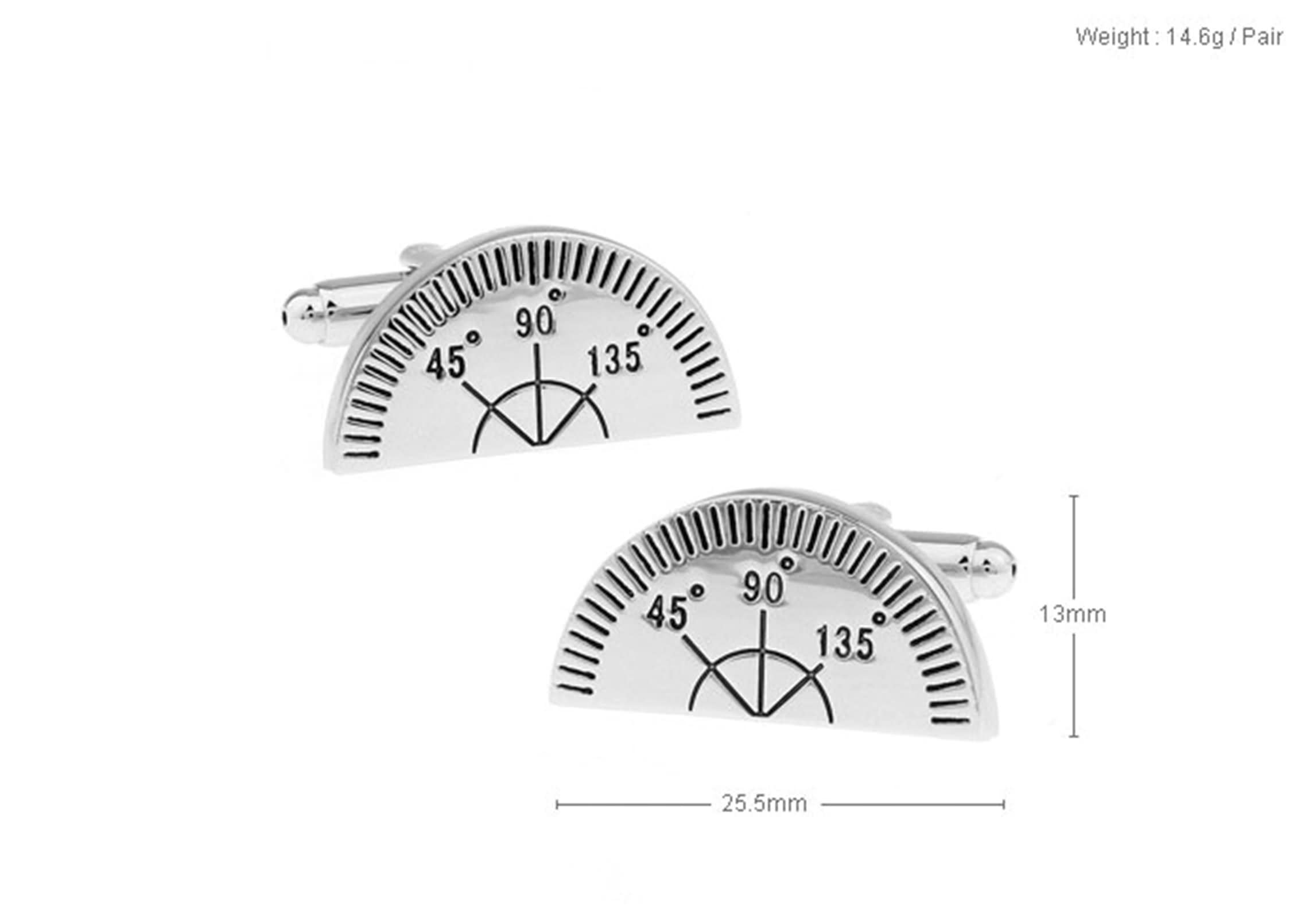 Elegant Wedding Cufflinks Set - Silver & Copper Semicircle Ruler Design for Men | Perfect Business, Father's Day Gift for Dad & Husband | Ideal for Formal Events, Weddings & Office Wear