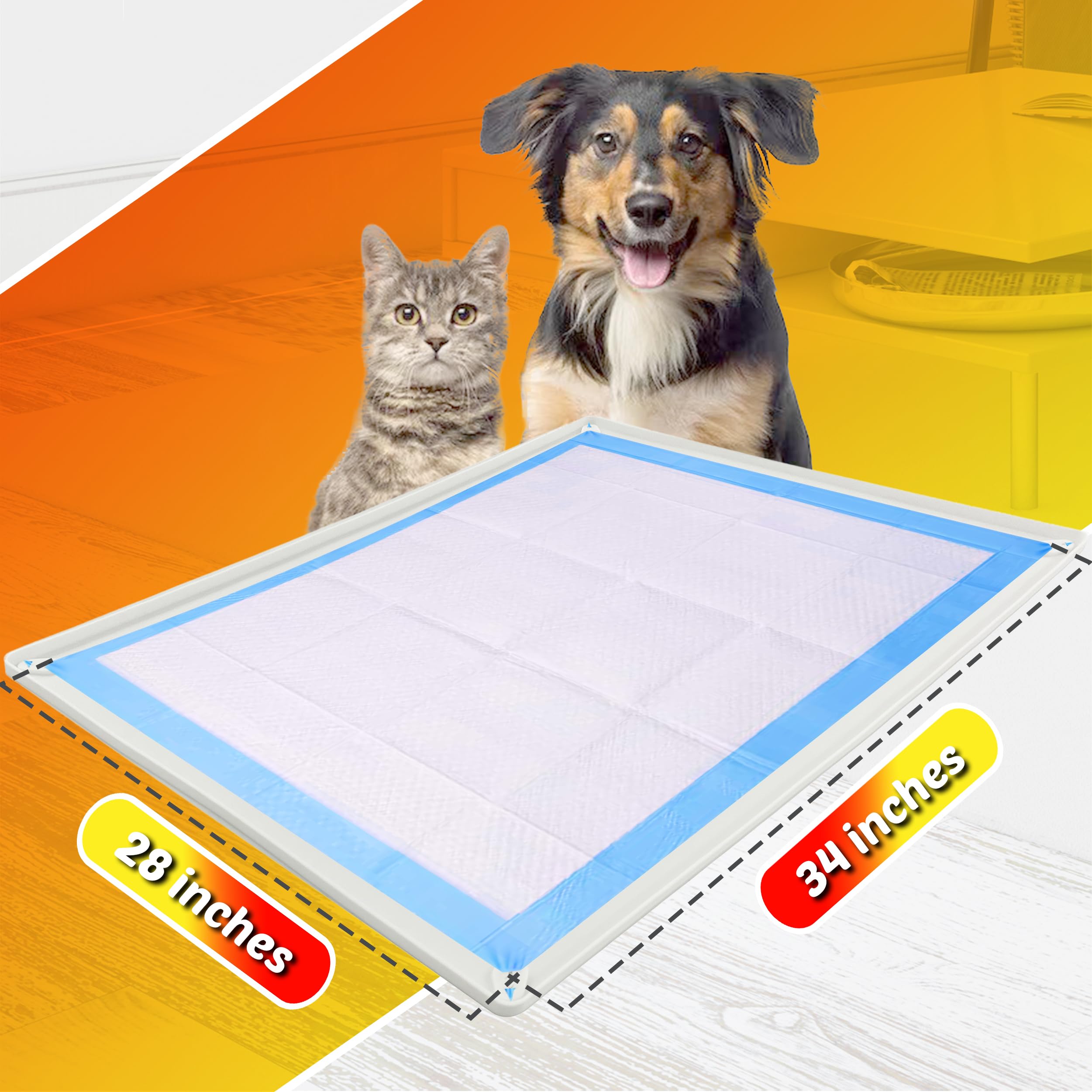 Skywin Dog Pee Pad Holder for 28 x 34 Inch Puppy Training Pads - Non-Slip Silicone Wee Wee Pad Tray with No Spill Design - Easy to Clean & Store Pet Potty Training Accessories (White) - Perfect for Puppy Housebreaking, Crate Training & Indoor Pet Bathroom Use