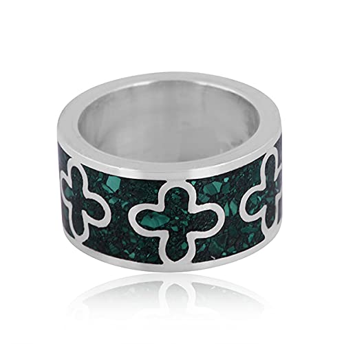 925 Sterling Silver Malachite Inlay Spinner Ring - Handmade Energy Jewelry for Women, Perfect for Meditation, Stress Relief & Fashion Accessories