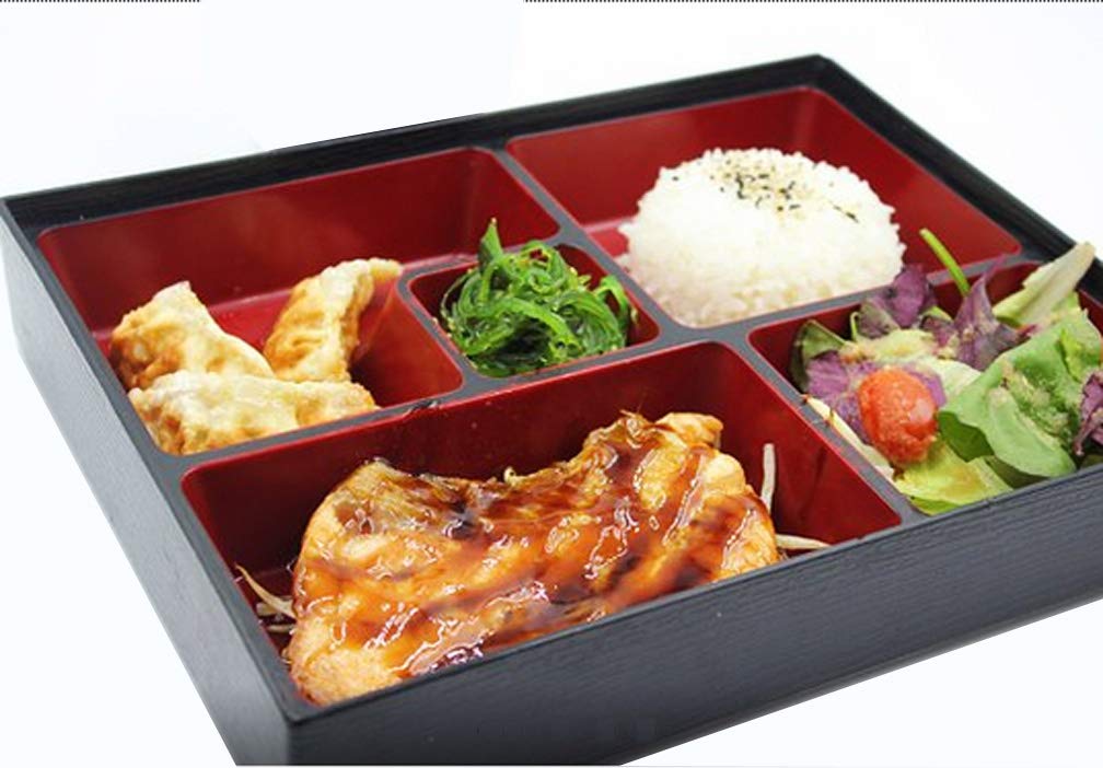 Premium Japanese Sushi Tray Lunch Box - Traditional Lacquered Bento Box for Restaurants & Home Use | HSLQ-RTG108 | Authentic Made in Japan | Elegant Red & Black Rectangle Design | Perfect for Sushi Presentation, Meal Prep & Asian Dining Experience
