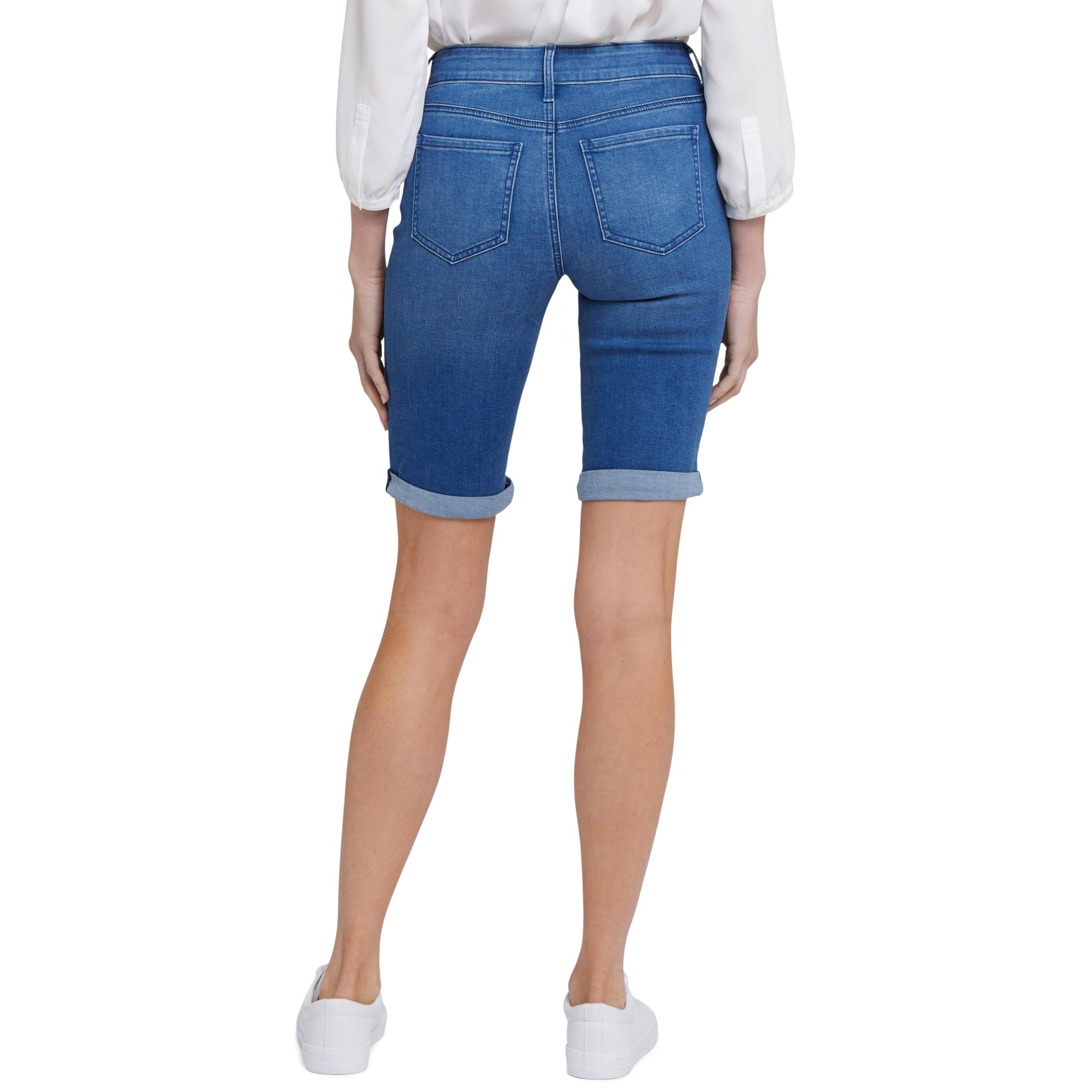 NYDJ Women's Briella Roll Cuff Jean Slimming Denim Shorts - High Waisted Stretch Comfort for Casual & Summer Outfits