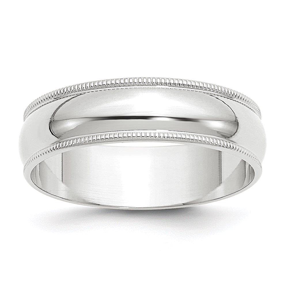14KW 6mm LTW Milgrain Half Round Wedding Band Ring - Size 8 | Elegant Bridal Jewelry for Women, Perfect for Engagement, Anniversary & Special Occasions