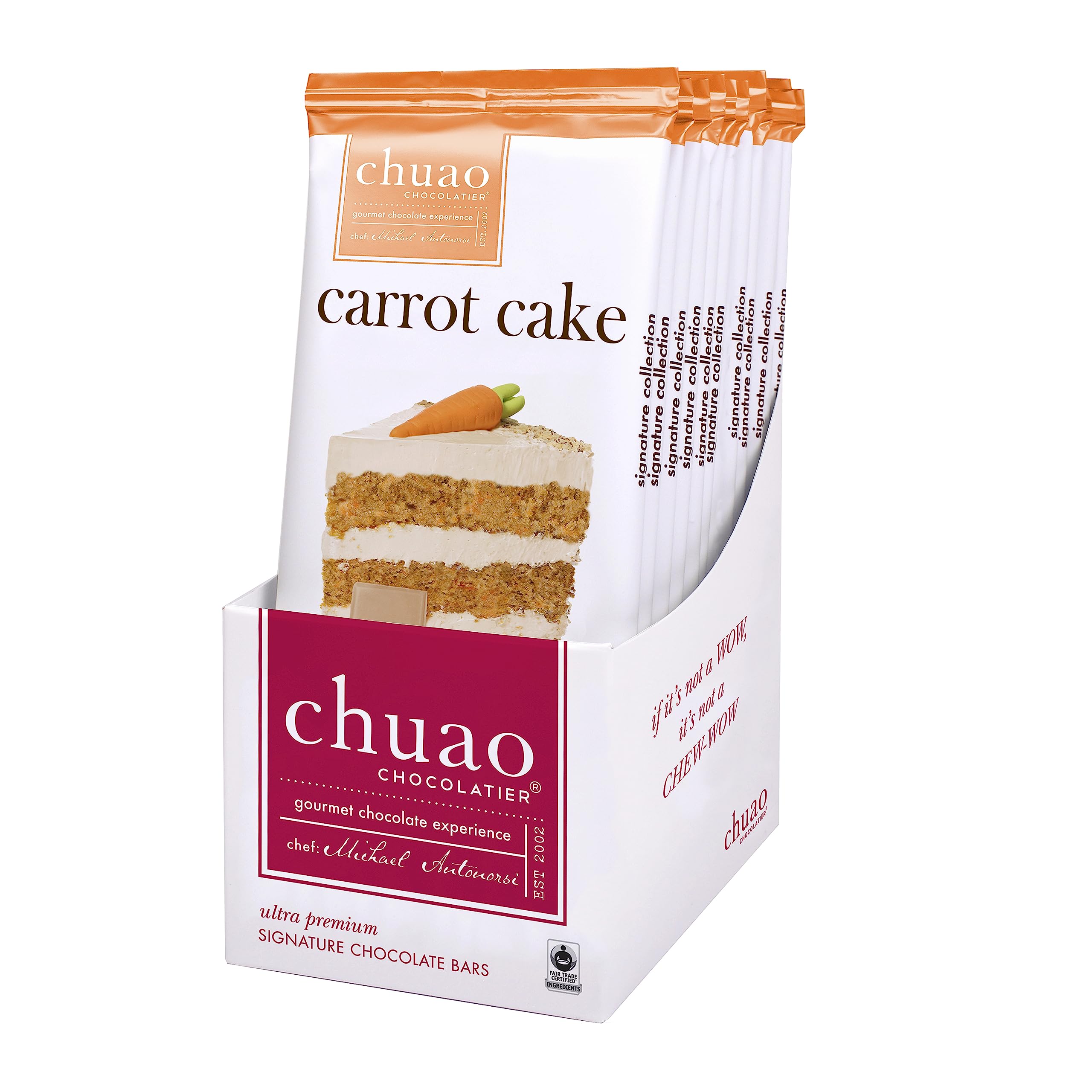 Chuao Chocolatier Carrot Cake White Chocolate Bars - Gourmet Artisan European Chocolate with Caramel, No Preservatives | 12 Pack | Perfect for Easter Baskets, Christmas Gifts, Valentine's Day, Birthdays & Care Packages | Delicious Gift for Women & Men, Chocolate Lovers & Special Occasions