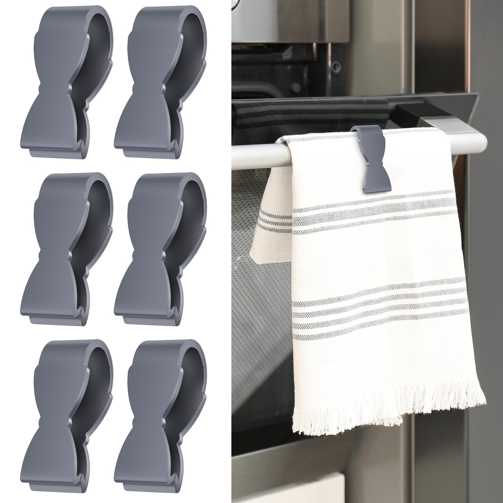Havawish 6-Pack Non-Slip Towel Clips for Kitchen, Oven, Dishwasher & Stove - Secure Hand Towels, Bathroom Racks & Clothing - Perfect for Home, Restaurant & RV Use