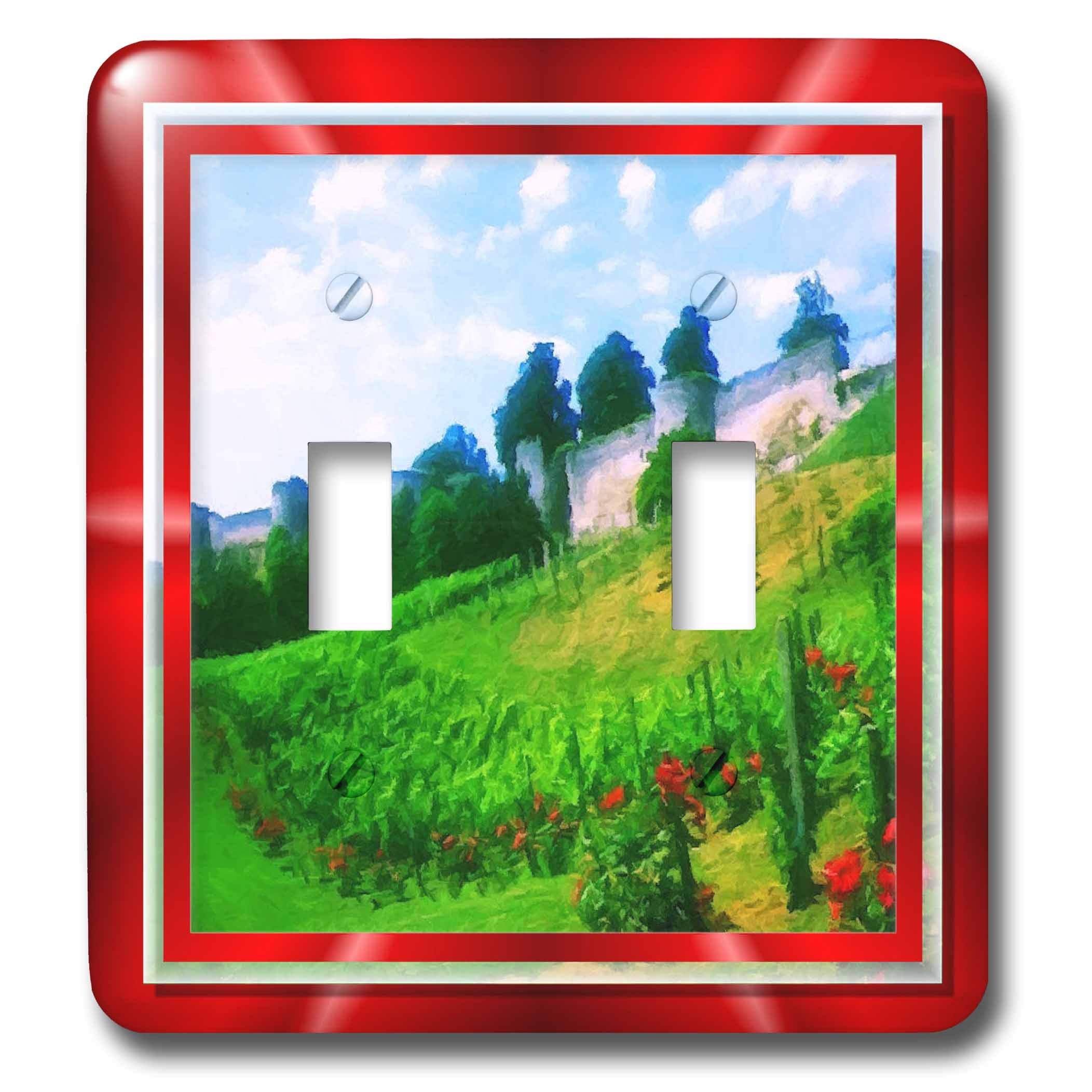 3D Rose Vineyard Painting Toggle Switch - Multi-Color Wall Decor for Kitchen, Bedroom & Office - Artistic Light Switch Cover for Home Decor